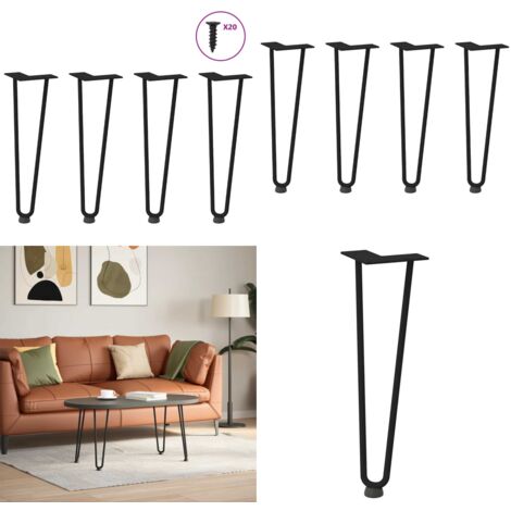 Gambe a forcina per tavolino da caffè 4 pz nere 42 cm in acciaio massiccio - Gambe a forcina - Tavolino da caffè