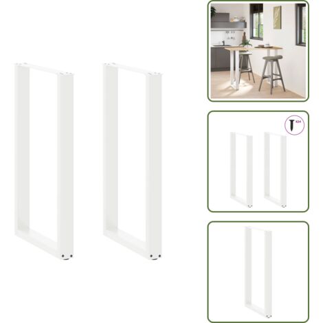 Gambe a forma di U - vidaXL Gambe per tavolo da bar a forma di U 2 pz bianche 60x(100-101) cm in acciaio - Gambe per bar