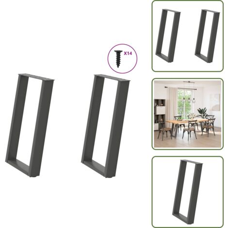 Gambe a forma di U - vidaXL Gambe per tavolo da pranzo a forma di U 2 pz Antracite 60x(72-73) cm Acciaio - Gambe regolabili