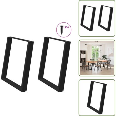 Gambe a forma di U - vidaXL Gambe per tavolo da pranzo a forma di U 2 pz nere 70x(72-73) cm in acciaio - Gambe per tavolo da pranzo nere