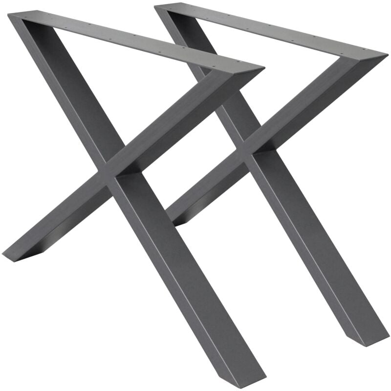 Ecd Germany - 2 x Gambe per Tavolo Antracite Struttura Telaio Design a x Incrociate - 60 x 72 cm - in Acciaio Verniciato a Polvere Stile Industriale