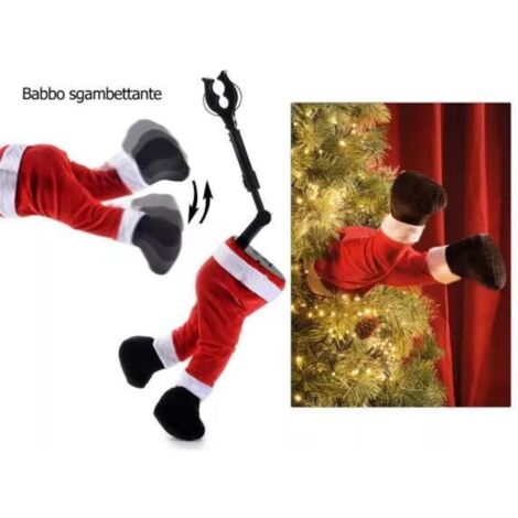 GAMBE BABBO NATALE DECORAZIONE ALBERO DI NATALE IN MOVIMENTO CON GANCIO H34x10x15 cm