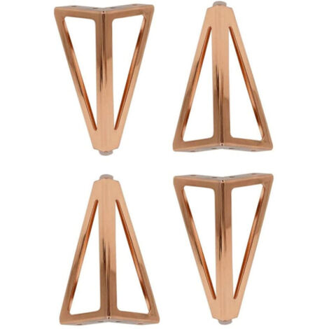 gambe da tavolo triangolari in metallo rosa da 15 cm, stile moderno, per mobili, armadi, divani e letti.