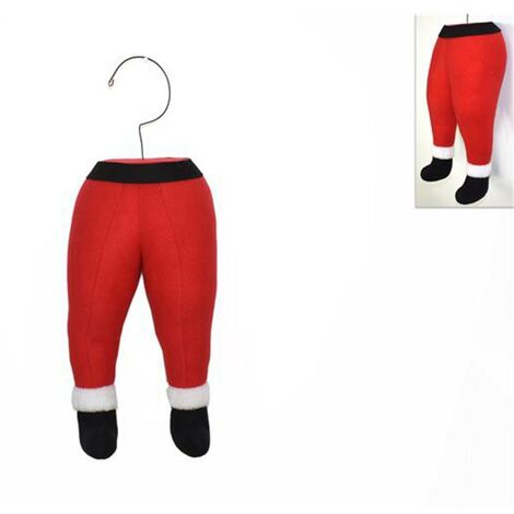 Gambe di babbo natale rosso decorazioni per albero di natale addobbi puntale o da infilare nell'albero in tessuto 48 cm