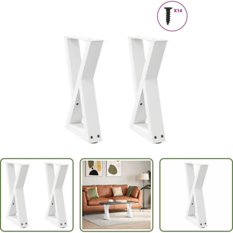 Gambe in acciaio -  Gambe per tavolino 2 pz Bianche 28x(42-43,3) cm Acciaio