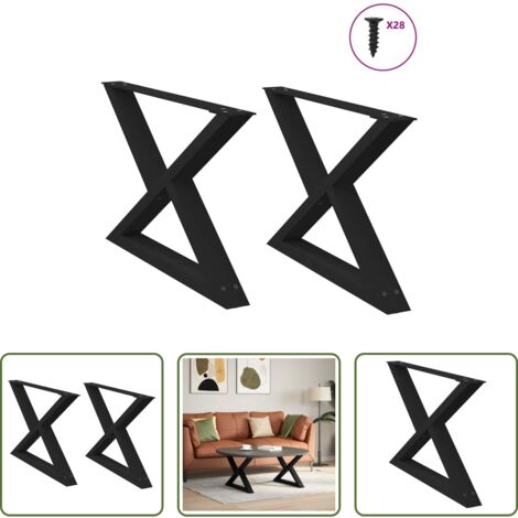 Gambe in acciaio -  Gambe per Tavolino da Caffè 2 pz Nere 70x(42-43,3) cm Acciaio