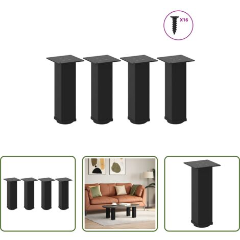Gambe in acciaio -  Gambe per Tavolino da Caffè 4 pz Nere 30-32 cm Acciaio