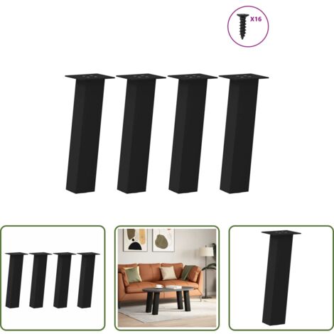 Gambe in acciaio -  Gambe per Tavolino da Caffè 4 pz Nere 42 cm Acciaio