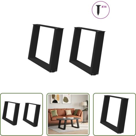 Gambe in acciaio -  Gambe per Tavolino da Caffè a Forma di U 2 pz Nere 70x(42-43) cm Acciaio