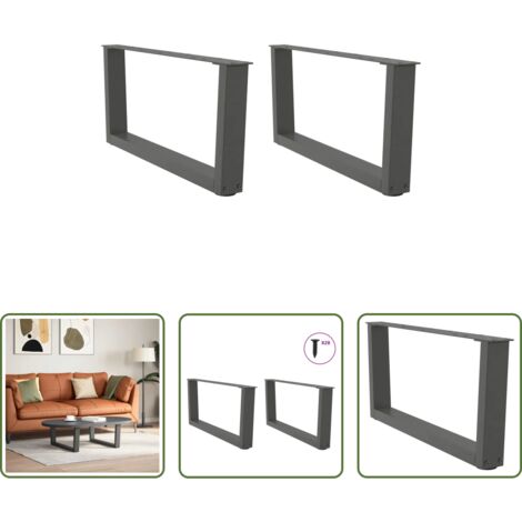 Gambe in acciaio -  Gambe per Tavolino da Caffè a Forma di V 2 pz Antracite 70x(30-31,3) cm Acciaio