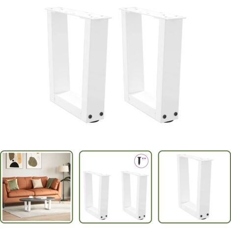 Gambe in acciaio -  Gambe per Tavolino da Caffè a Forma di V 2 pz Bianche 30x(30-31,3) cm Acciaio