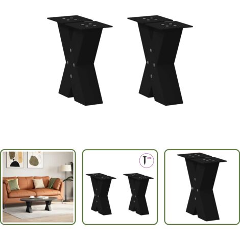 Gambe in acciaio -  Gambe per Tavolino da Caffè a Forma di X 2 pz Nere 40x(30-31) cm Acciaio