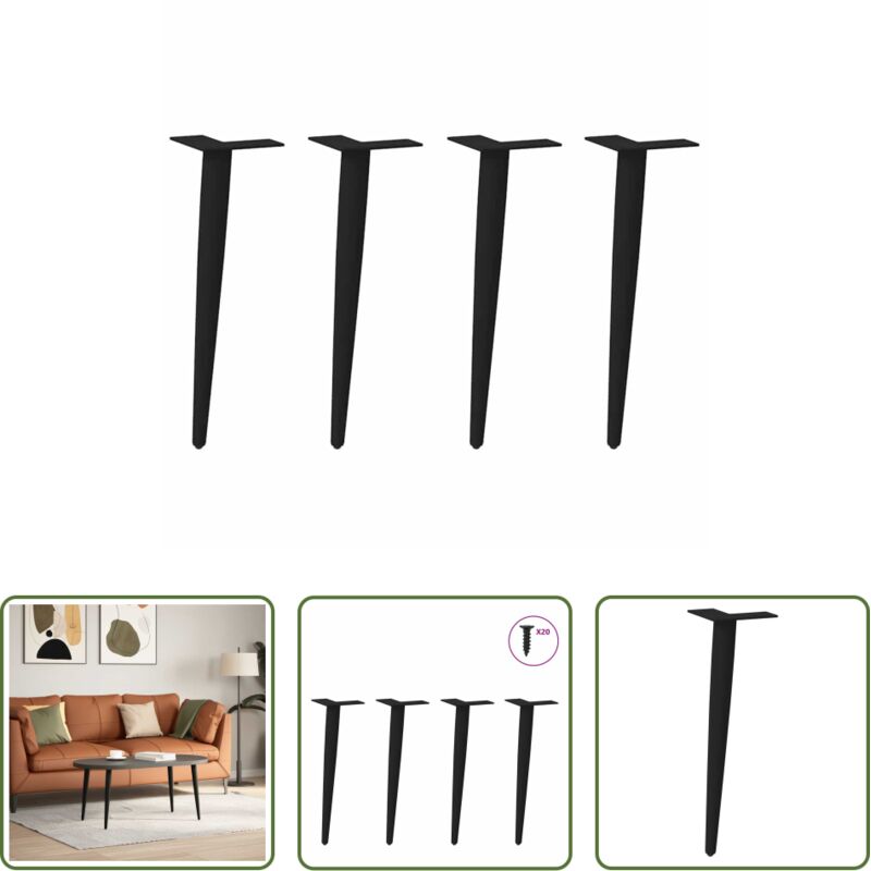 Gambe in acciaio - Gambe per Tavolino da Caffè Forma Conica 4 pz Nere 42-43 cm Acciaio