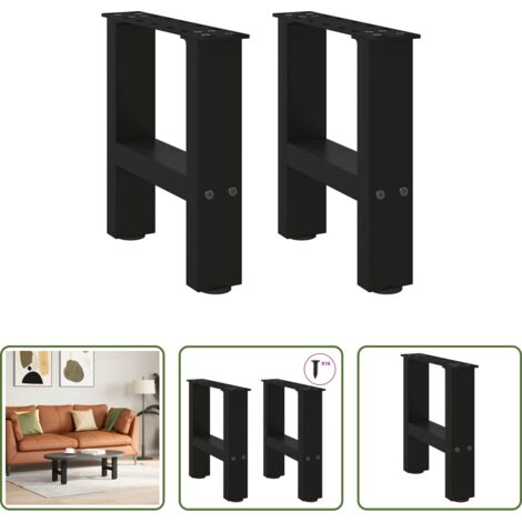 Gambe in acciaio -  Gambe per Tavolino da Caffè Nere 2 pz 30x(30-31) cm Acciaio
