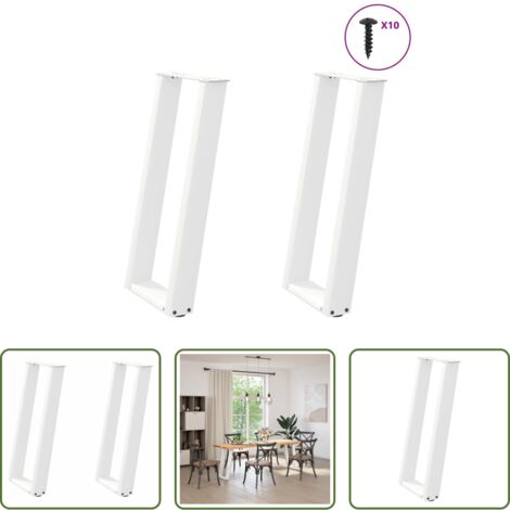 Gambe in acciaio -  Gambe per tavolo consolle a forma di U 2 pz bianche 28x(72-73) cm in acciaio