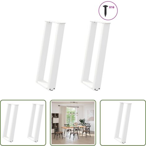Gambe in acciaio -  Gambe per tavolo consolle a forma di U 2 pz bianche 38x(72-73) cm in acciaio