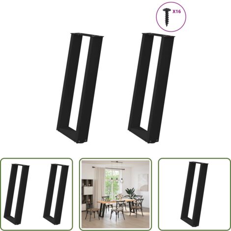 Gambe in acciaio -  Gambe per Tavolo Consolle a Forma di U 2 pz Nere 38x(72-73) cm Acciaio