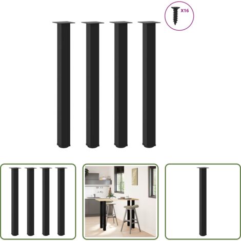 Gambe in acciaio -  Gambe per tavolo da bar 4 pz nere 90-92 cm in acciaio