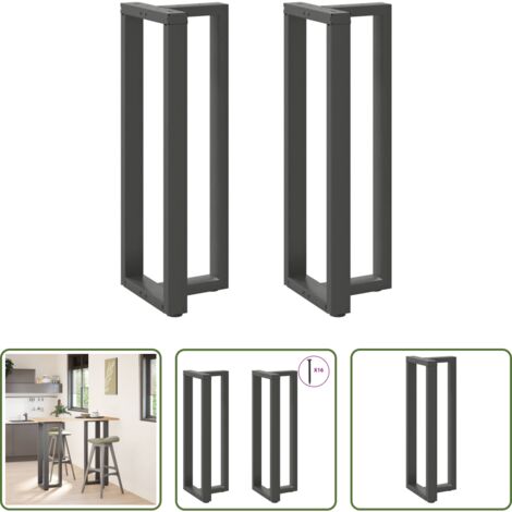 Gambe in acciaio -  Gambe per tavolo da bar a forma di T 2 pz Antracite 40x35x(110-111) cm Acciaio