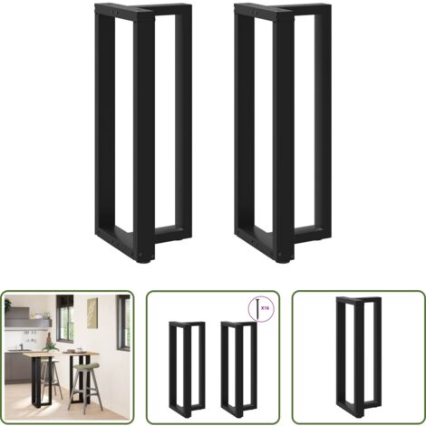 Gambe in acciaio -  Gambe per tavolo da bar a forma di T 2 pz nere 50x35x(100-101) cm in acciaio