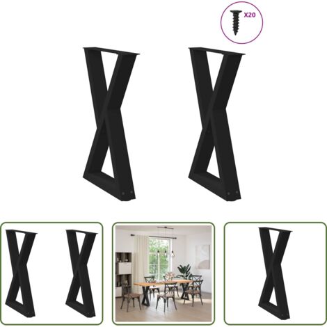 Gambe in acciaio -  Gambe per tavolo da pranzo 2 pz nere 60x(72-73,3) cm in acciaio