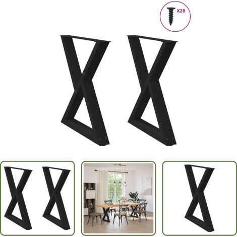 Gambe in acciaio -  Gambe per tavolo da pranzo 2 pz nere 80x(72-73,3) cm in acciaio