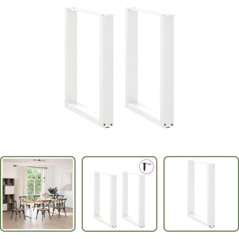 Gambe in acciaio -  Gambe per tavolo da pranzo a forma di U 2 pz bianche 60x(72-73) cm in acciaio