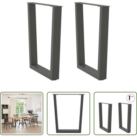 Gambe in acciaio -  Gambe per tavolo da pranzo a forma di V 2 pz Antracite 60x(72-73,3) cm Acciaio
