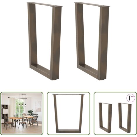 Gambe in acciaio -  Gambe per tavolo da pranzo a forma di V 2 pz in acciaio naturale 60x(72-73,3) cm