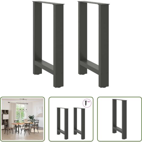 Gambe in acciaio -  Gambe per tavolo da pranzo antracite 2 pz 50x(72-73) cm in acciaio