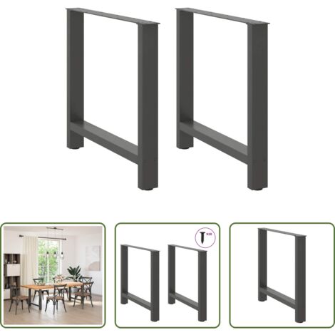 Gambe in acciaio -  Gambe per tavolo da pranzo antracite 2 pz 80x(72-73) cm in acciaio