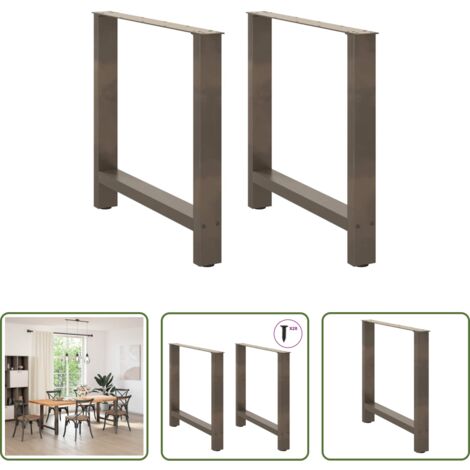 Gambe in acciaio -  Gambe per tavolo da pranzo in acciaio naturale 2 pz 80x(72-73) cm Acciaio