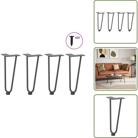 Gambe in acciaio - vidaXL Gambe a forcina per tavolino 4 pz antracite 30 cm acciaio massiccio - Gambe per tavolo antracite