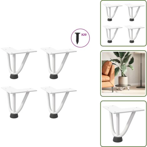 Gambe in acciaio - vidaXL Gambe a forcina per tavolino 4 pz bianche 10 cm in acciaio massiccio - Gambe per tavolo