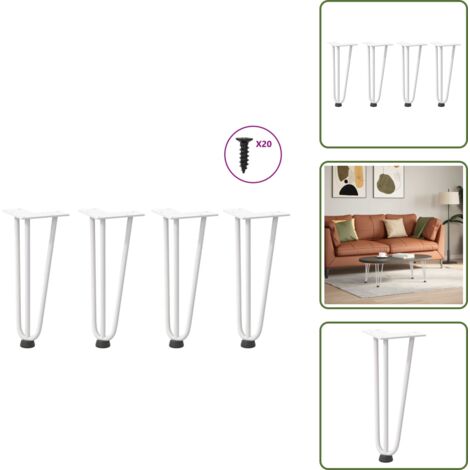 Gambe in acciaio - vidaXL Gambe a forcina per tavolino 4 pz bianche 30 cm in acciaio massiccio - Gambe per tavolino