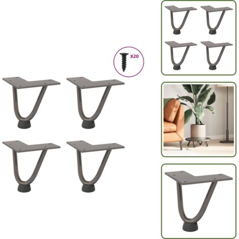 Gambe in acciaio - vidaXL Gambe a forcina per tavolino 4 pz in acciaio naturale 10 cm in acciaio massiccio - Gambe in acciaio naturale