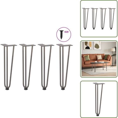 Gambe in acciaio - vidaXL Gambe a forcina per tavolino 4 pz in acciaio naturale 42 cm in acciaio massiccio - Gambe in acciaio naturale