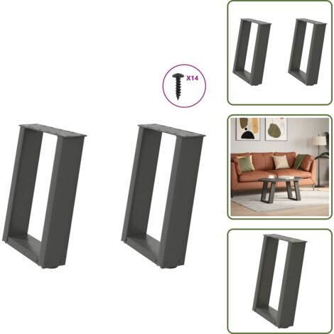 Gambe in metallo - vidaXL Gambe per Tavolino da Caffè a Forma di U 2 pz Antracite 38x(42-43) cm Acciaio - Gambe per scrivania
