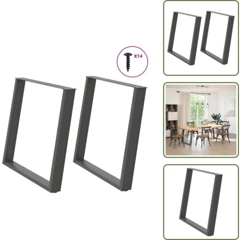 Gambe in metallo - vidaXL Gambe per tavolo da pranzo a forma di U 2 pz Antracite 90x(72-73) cm Acciaio - Gambe a forma di U