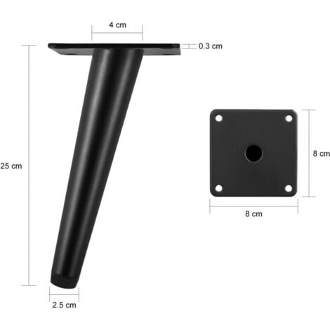 gambe oblique in acciaio inox con base silenziosa, gambe per tavolo, gambe per mobili, gambe coniche per mobili