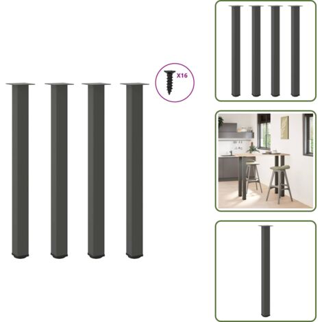 Gambe per bar - vidaXL Gambe per tavolo da bar 4 pz Antracite 110-112 cm Acciaio - Gambe per tavolo