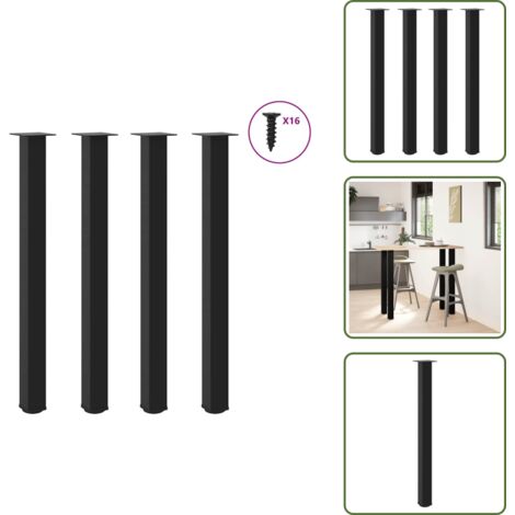 Gambe per bar - vidaXL Gambe per tavolo da bar 4 pz nere 110-112 cm in acciaio - Gambe per tavolo