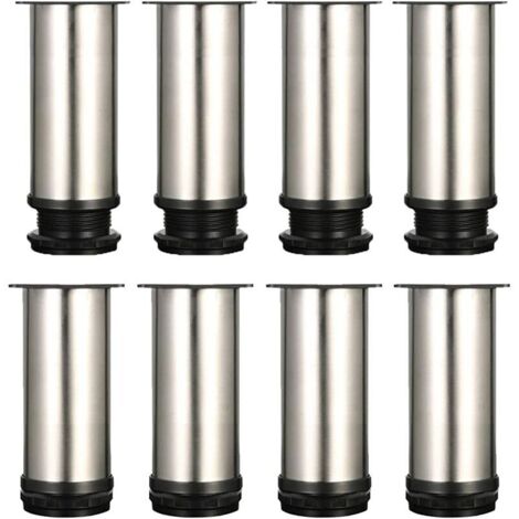 Gambe per mobili 8 piedini regolabili Altezza 120 mm Gambe per mobili addensate Gambe per tavoli Gambe per mobili. Acciaio inossidabile spazzolato. Altezza regolabile 0-15 mm Vieni con viti in acciaio