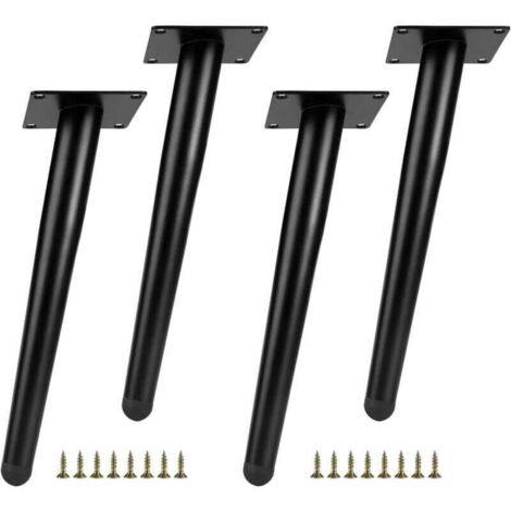 Gambe per mobili, Ferramenta per mobili fai da te, Gambe di supporto per mobili in metallo coniche inclinate, Gambe per divani, Gambe per armadi, Gambe per tavoli, Nero (30 cm)