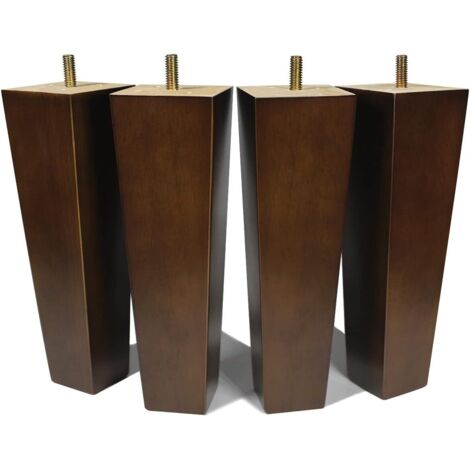 Gambe per mobili in legno da 8 pollici (circa 20,3 cm), set di 4 gambe di ricambio quadrate marroni per divano reclinabile, tavolino da caffè, cassettiera