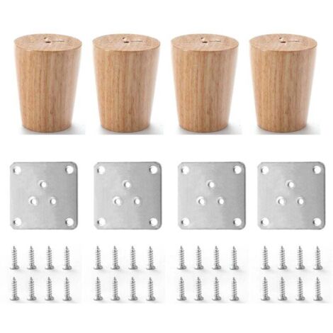gambe per mobili in legno massello da 6 cm con piastra di montaggio e viti per divano, TV, letto, tavolo da pranzo
