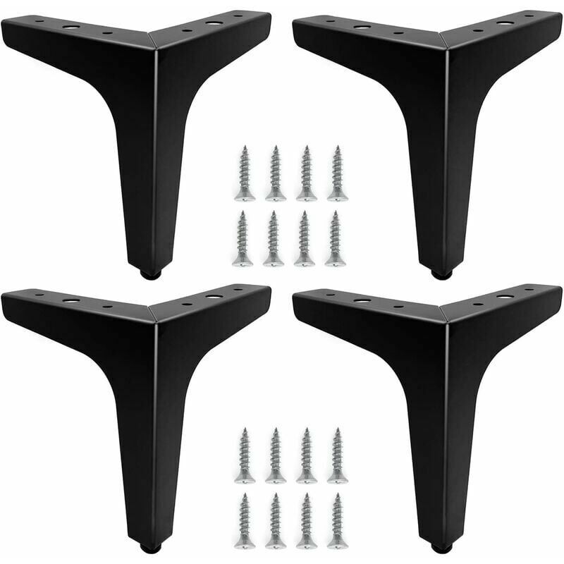 Gambe per mobili in metallo nero da 15 cm, gambe