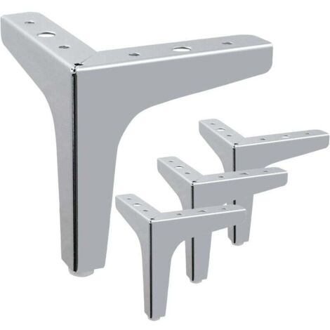 Gambe per mobili moderni, gambe di ricambio per mobili, altezza 13 cm, set da 4 (argento)