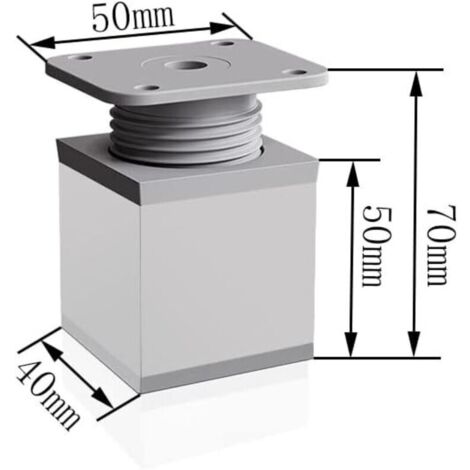 Gambe per mobili regolabili, 4 gambe per armadietti, 50 mm, altezza regolabile 0-20 mm, gambe in alluminio per tavoli, scrivanie, divani e mobili fai da te