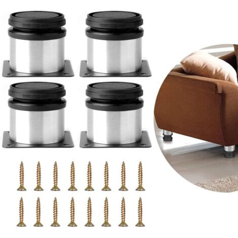 Gambe per mobili regolabili, 4 set di gambe per mobili in acciaio inossidabile 5 x 5 cm Gambe per mobili con viti per mobili da ufficio